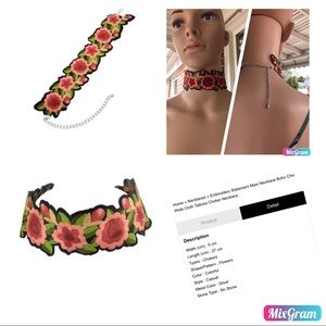 🌺 EMBROIDERY STATEMENT MAXI NECKLACE BOHO CHIC 🌺